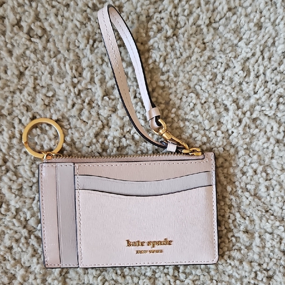 Kate Spade Cream Card Holder with Gold Details